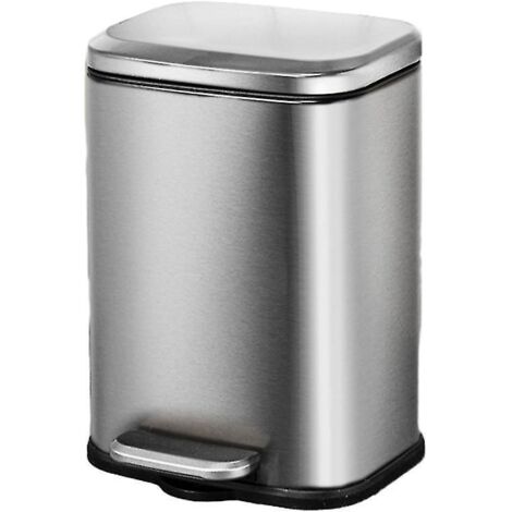 Poubelle en acier inoxydable au design astucieux pour la cuisine et la salle de bain (argent)