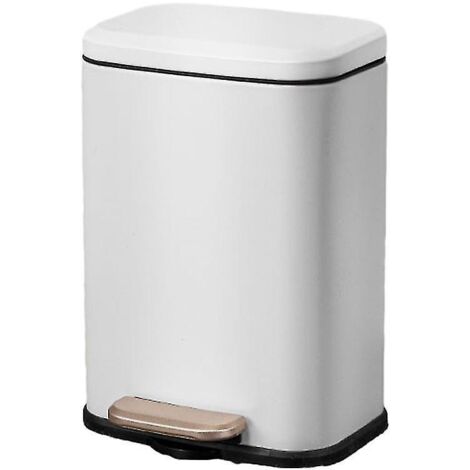 Poubelle en acier inoxydable au design astucieux pour la cuisine et la salle de bain, blanche