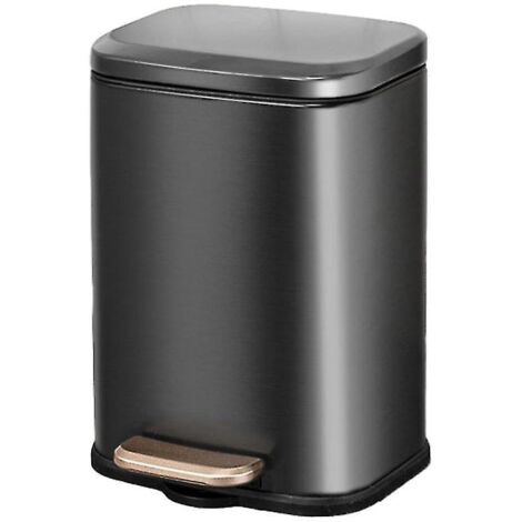 Poubelle en acier inoxydable au design astucieux pour la cuisine et la salle de bain, noir titane