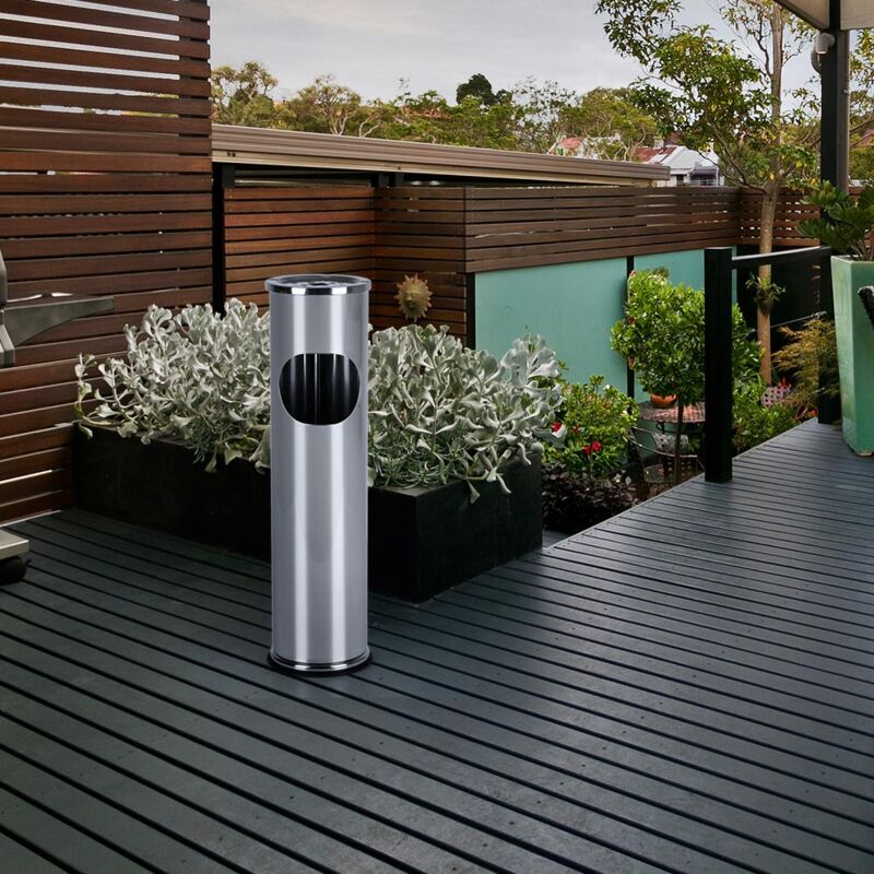 Expo Börse - Poubelle en acier inoxydable Cendrier sur pied pour l'extérieur avec cendrier pour l'extérieur Poubelle à cigarettes Métal, antirouille,