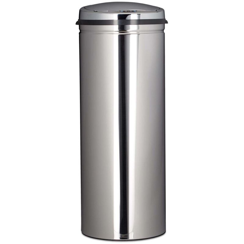 Poubelle en acier inoxydable de 50 l corbeille a papier rangement des dechets en metal