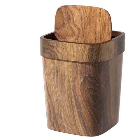 Poubelle en bois de 12 l avec couvercle - Poubelle de
