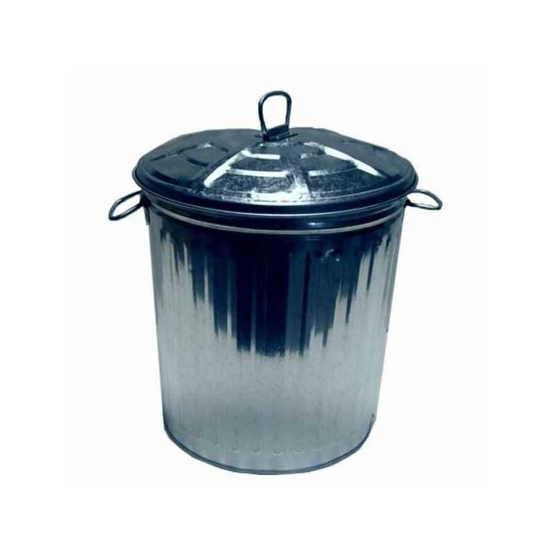 Poubelle en tôle galvanisée avec couvercle - 7 litres. ø cm.23x27h.