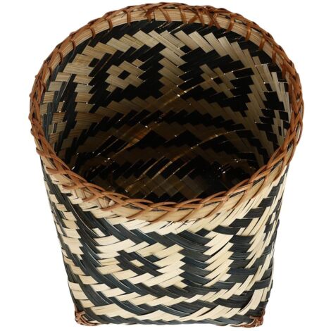 Poubelle En Osier - Corbeille À Papier Naturelle - Petite Poubelle Ronde Décorative Pour Salles De Bains Chambres Bureaux (Hauteur 21 Cm/8. 25 Pouces)