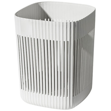 Poubelle en plastique blanc grande capacité design aéré pour chambre, salle de bain ou bureau