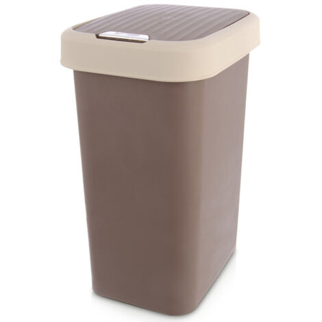 POUBELLE EN PLASTIQUE BRUN, CONTENEUR DE TRI DES DÉCHETS 25 L