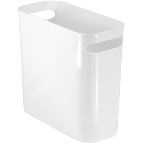 Poubelle en plastique étroite, petite et blanche