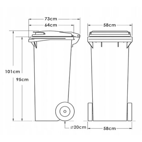 Poubelle en plastique jaune sur roulettes 240 l