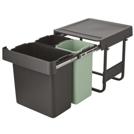 poubelle encastrable 10 + 10 + 20 l  - sort & go built-in - brabantia