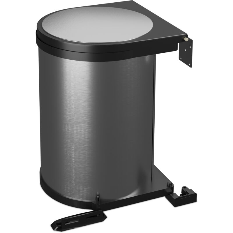 Relaxdays poubelle encastrable pivotante, 12 l, placard de cuisine, 37 x 28 x 28,5 cm, acier inoxydable, argenté/noir