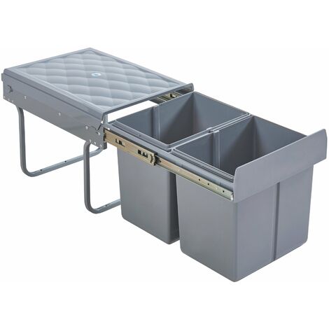 LVJ Poubelle Encastrable Sous Évier- Séparation Des Déchets - 2  Compartiments Extensibles - 2 x 15 l - Dimensions: 48 x 34 x 35 162 -  Cdiscount Maison