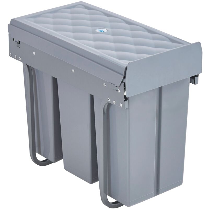 Poubelle encastrable 3 x 10 litres 48 x 34 x 42 cm gris