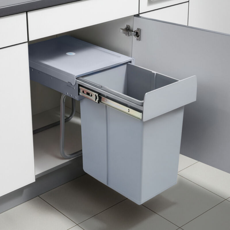 Poubelle encastrable Froland 1 x 20L 34 x 26 x 42 cm gris [en.casa]