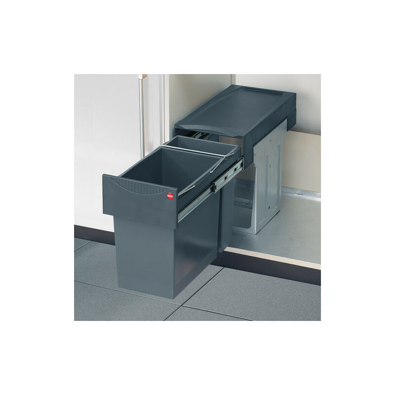Hailo – Poubelle à pédale encastrable sous évier 30L – 2 bacs pour tri sélectif – Accès facile avec couvercle complet – Tôle d'acier et plastique