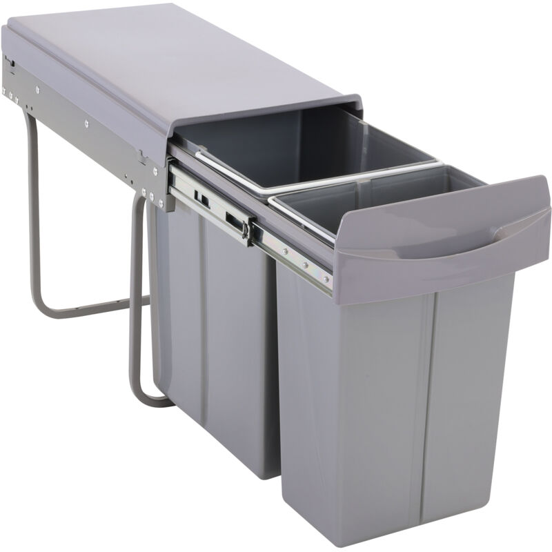 EMCombo30 Poubelle encastrable 30L (10L+20L) 2 compartiments avec couvercle système de séparation des déchets - Svita