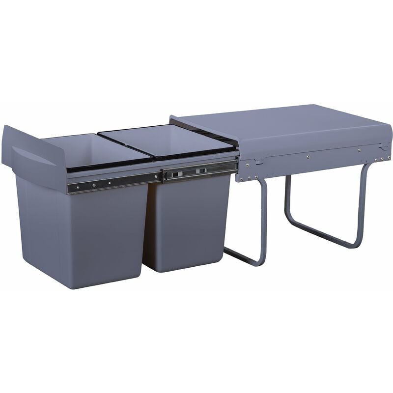 Kitchen Move - Poubelle encastrée hype Gris abs 36L