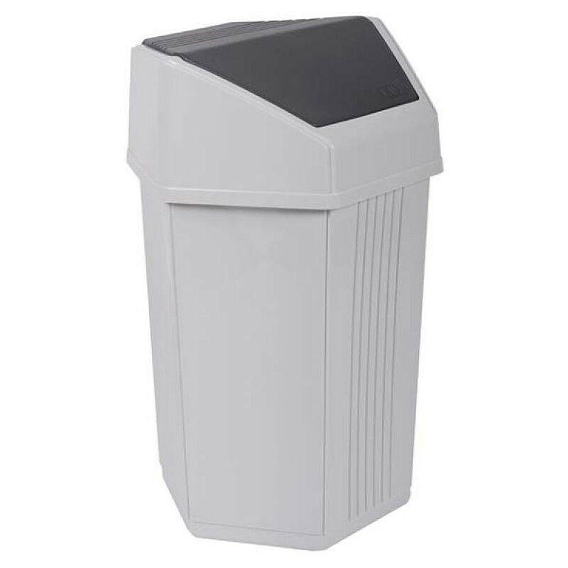 Poubelle Fourre tout 50 litres blanc ceruse et capot gris antracite EDA