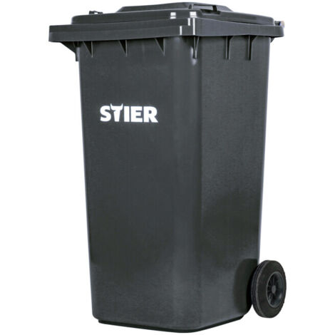 Poubelle grande capacité à 2 roues STIER, 240 l, grise, lxPxH 576x720x1 067 mm