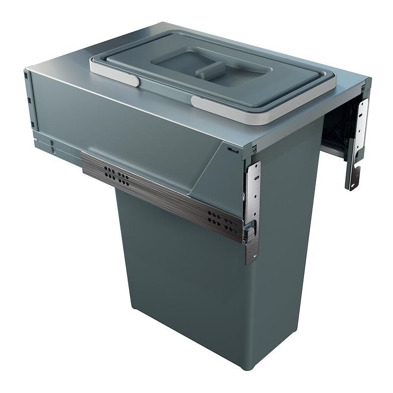 Poubelle de cuisine grande capacité Block 2.0 - fixation sur la façade - profondeur 478 mm - largeur caisson 400 mm - bac 35 litres Elletipi