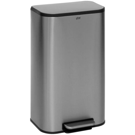 Poubelle haute en Acier Inox finition mat 30 Litres ouverture à pédale - Five