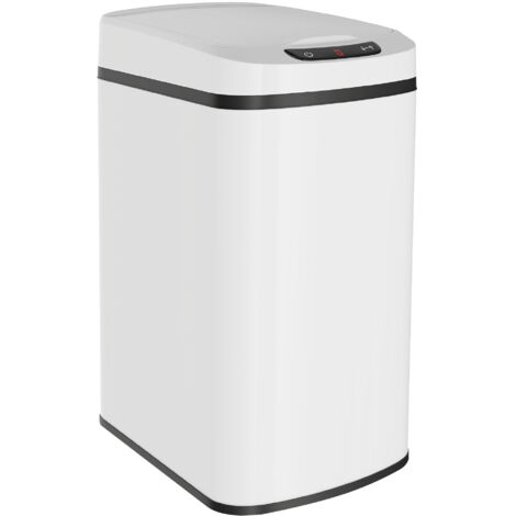 Poubelle Infrarouge 12L avec Seau Amovible, Acier Inoxydable, ABS et PP, 28x22x41 cm, Blanc