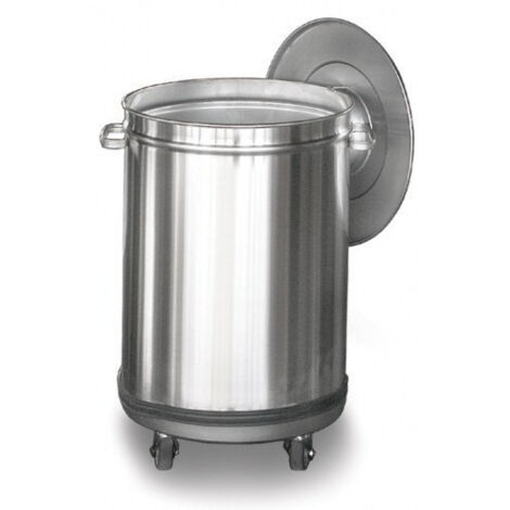 Poubelle inox sur roulettes 60 L