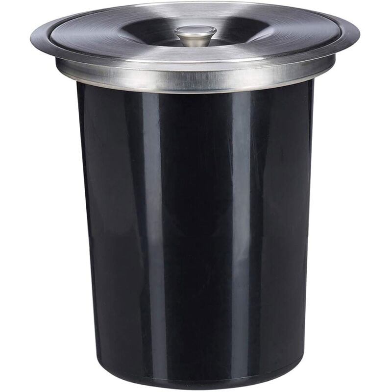 Poubelle intégrée aux plans de travail, avec couvercle en acier inoxydable, 5L, en noir - Wellhome