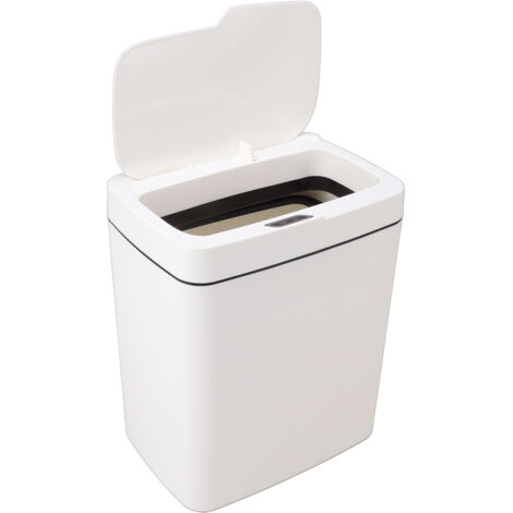 Poubelle intelligente 18L à capteur de mouvement - Corbeille automatique pour salle de bain et chambre - Blanc