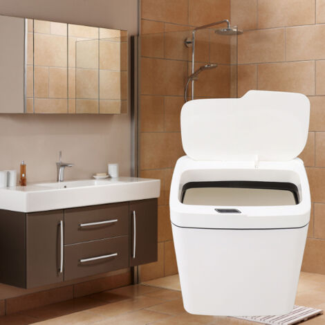 Poubelle Intelligente 18L White PP Sensor de Mouvement pour Bathroom et Bedroom