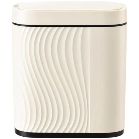 Poubelle intelligente à capteur 8 L, poubelle de salle de bain avec couvercle, étanche, convient pour salle de bain, chambre, bureau, cuisine, beige