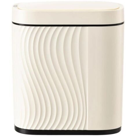 Poubelle Intelligente à Capteur Infrarouge 8 L, ABS, EVA Antidérapant, Hermétique pour Salle de Bain, Chambre, Bureau ou Cuisine, Beige