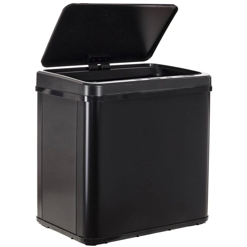 Poubelle intelligente sans pieds avec ouverture automatique et contact manuel 30L, en noir - Wellhome