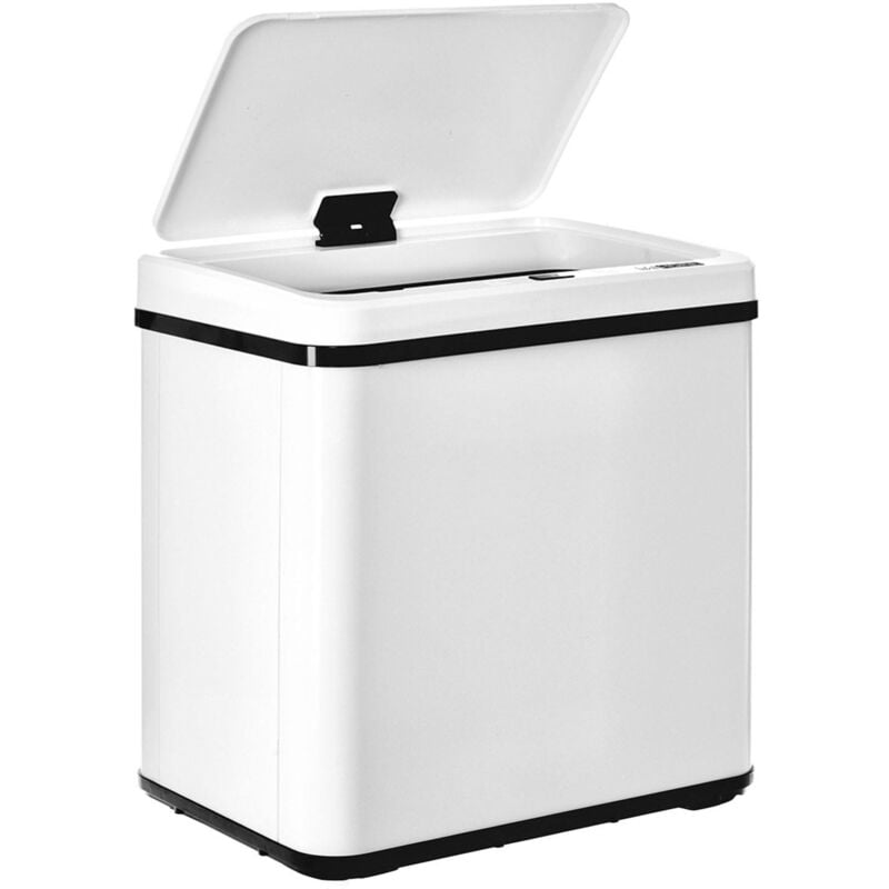 Well home - Poubelle intelligente sans pieds avec ouverture automatique et contact manuel 30L, 35,5x26x60cm Blanc