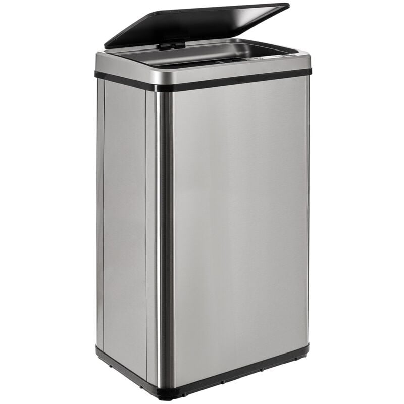 Poubelle intelligente sans pieds avec ouverture automatique ou contact manuel, 50 l, hauteur : 67,5 cm (x35,5 x 26), gris. - Gris