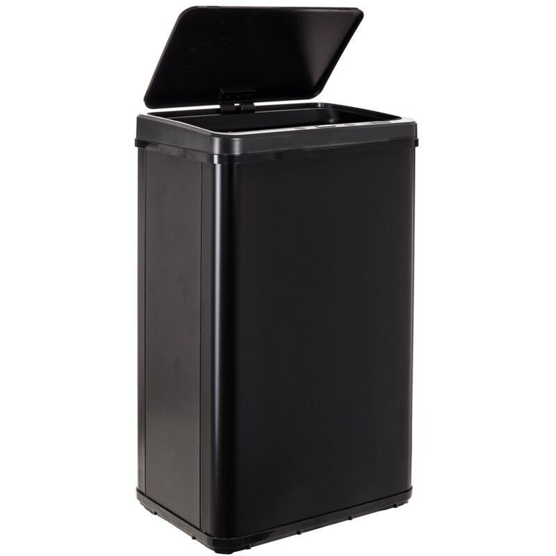 Poubelle intelligente sans pieds avec ouverture automatique ou contact manuel, 50 l, hauteur : 67,5 cm (x35,5 x 26), noir. - Noir