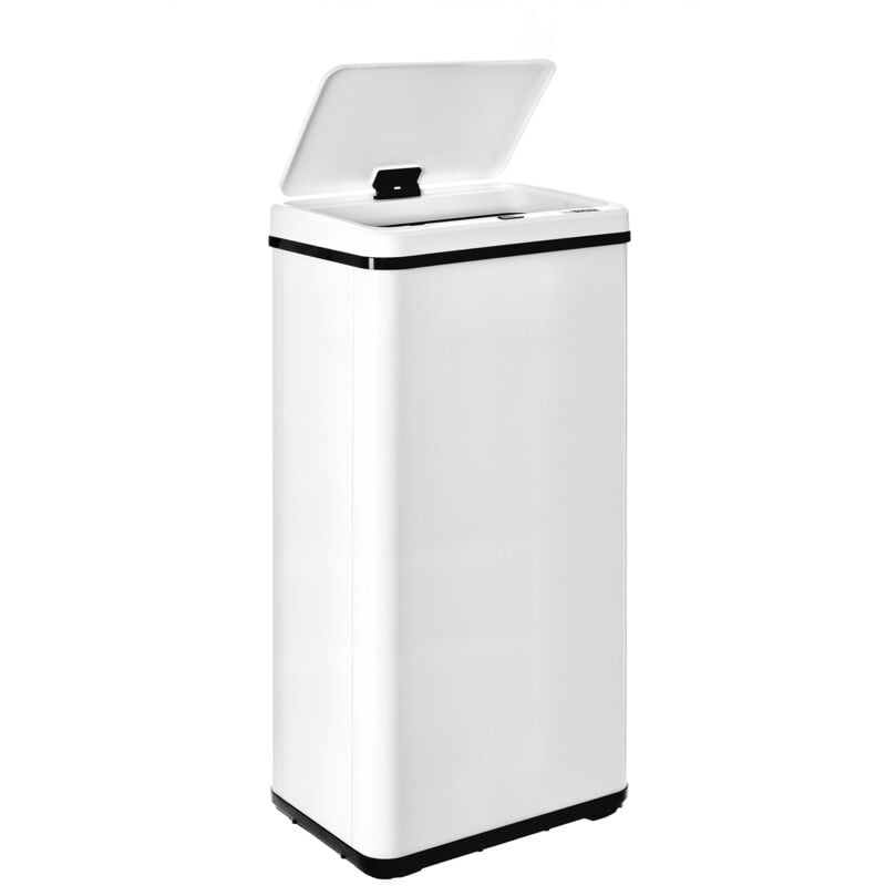 Poubelle intelligente sans pieds avec ouverture automatique ou contact manuel, 60 l, hauteur : 79,5 cm (x35,5 x 26), blanc. - Blanc