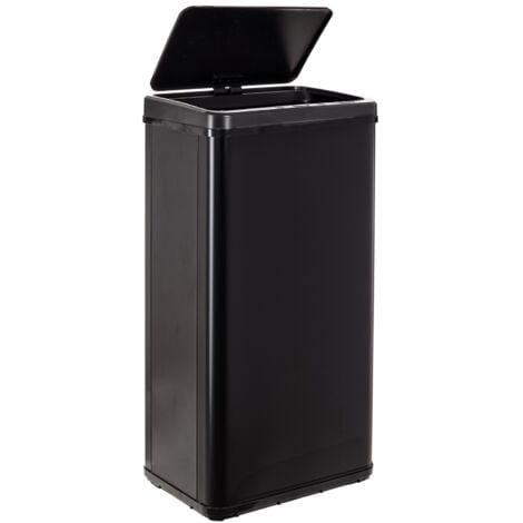 WELLHOME Poubelle intelligente sans pieds avec ouverture automatique ou contact manuel, 60 l, hauteur : 79,5 cm (x35,5 x 26), noir.