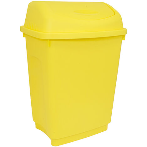 Poubelle plastique à pédale couvercle jaune 30L, 50L, 80L et 100L