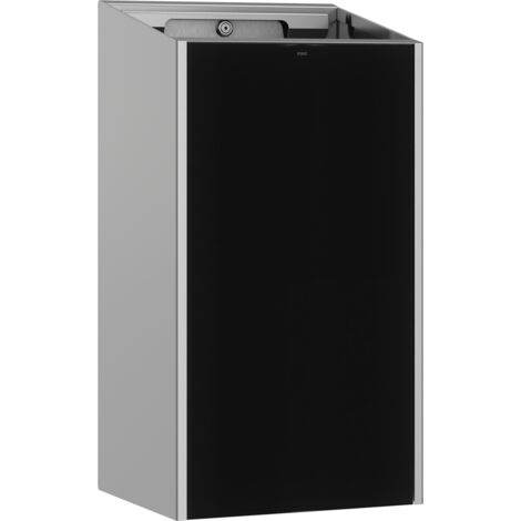Poubelle KWC AR, EXOS, acier inoxydable, AP, 300x572x250 mm, façade en verre feuilleté noir, 30l