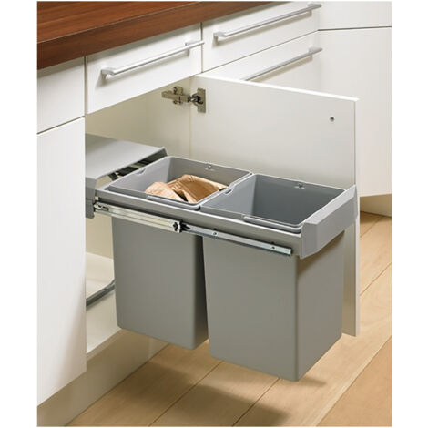 Poubelle L260xP450xH450mm seau plastique gris HETTICH