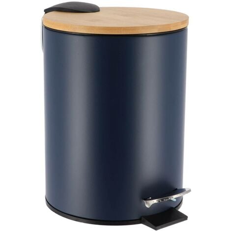 Poubelle metal frein de chute 2,5l  - bleu    bambou - Tendance