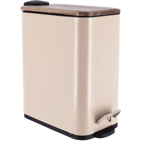 Poubelle Salle De Bain Design FIVE Simply Smart - 5 Litres, Effet Marbre Beige, Résine - 10