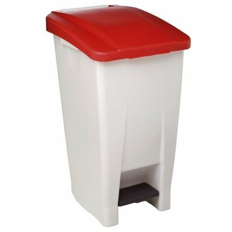 Poubelle Mobile A Pedale Plastique 60 L - Blanc Couvercle Vert