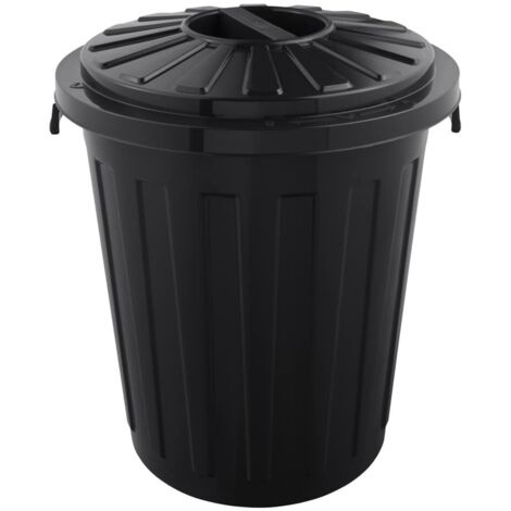 Poubelle multi-usage / corbeille à papier avec couvercle verrouillable, Grand, Plastique résistant (PP), 23 l, Tapis, Graphite