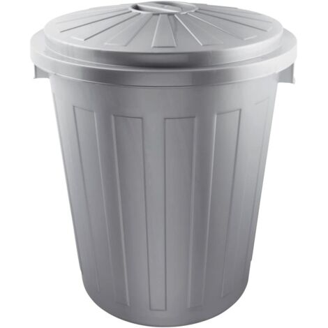 Poubelle multi-usages / poubelle avec couvercle verrouillable, Très grande, Plastique résistant (PP), 50 l, Tapis, Argent