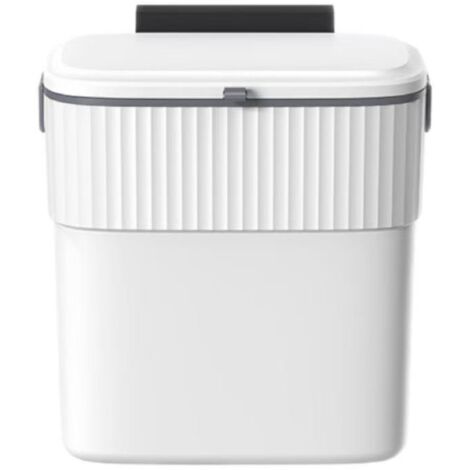 Poubelle Murale - 7 L - Pour Porte De Placard Ou Mur - Couvercle À Anneau En Caoutchouc - Système De Fermeture Par Cordon - Fixation Adhésive Ou Accrochage Latéral - 1 Pièce
