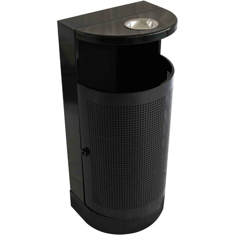Poubelle murale d'extérieur en acier et cendrier - 29 l