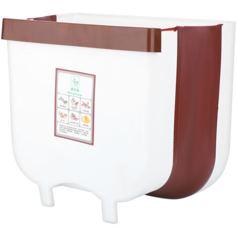 Poubelle murale pliable et portable pour cuisine, bac à déchets blanc accrochable sur porte d'armoire
