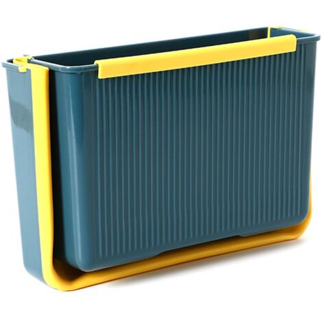 Poubelle murale pliante grande capacité, support robuste pour cuisine, bleu, rangement suspendu maison