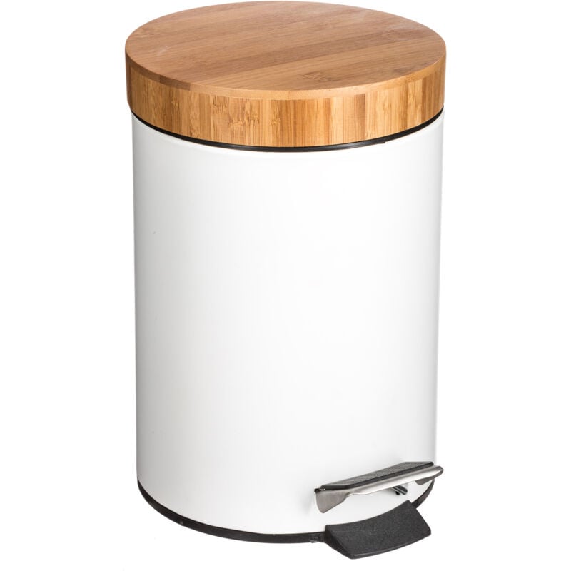 5five Simply Smart - Poubelle à couvercle bambou 3l naturéo blanc - 5five